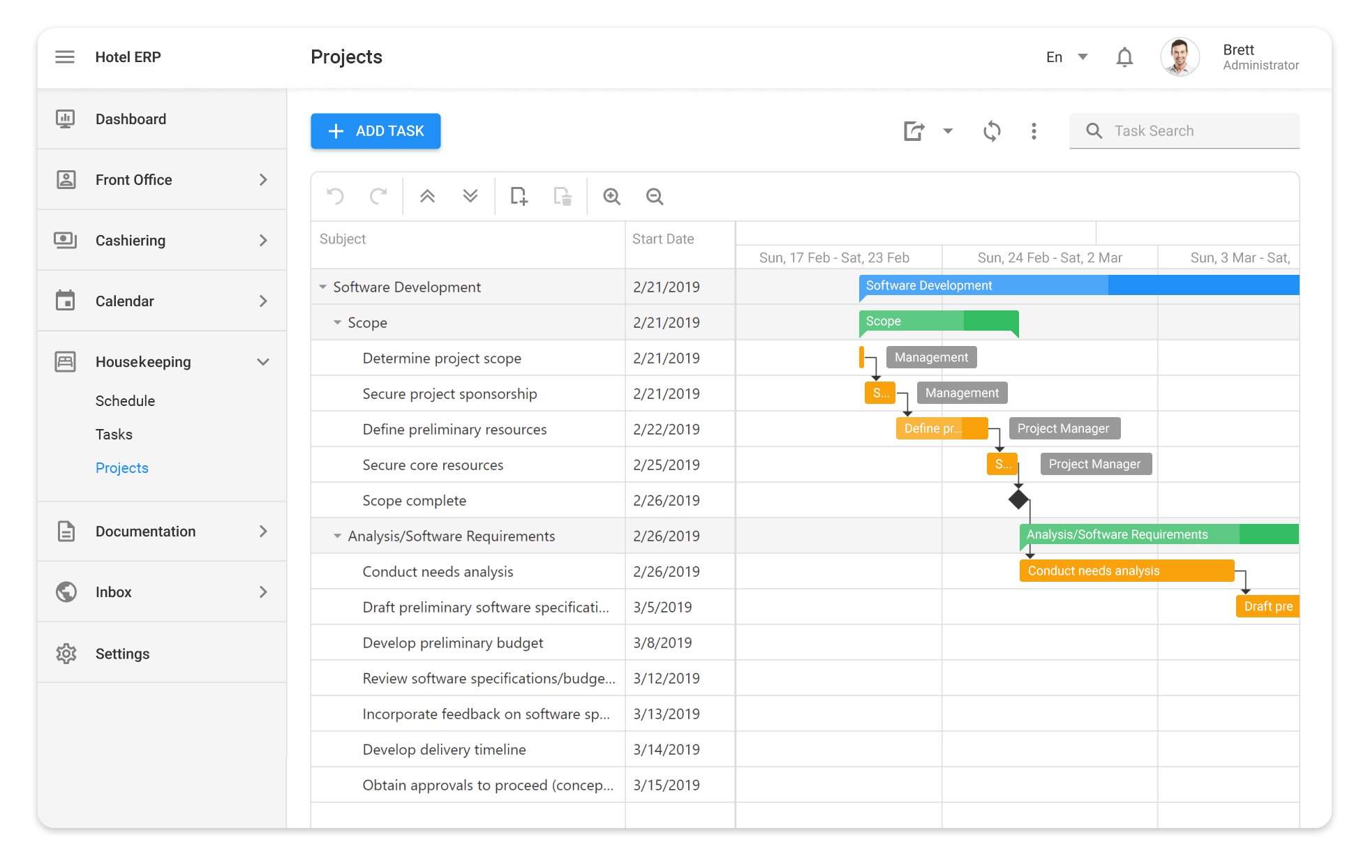 Project & Task Management Gantt