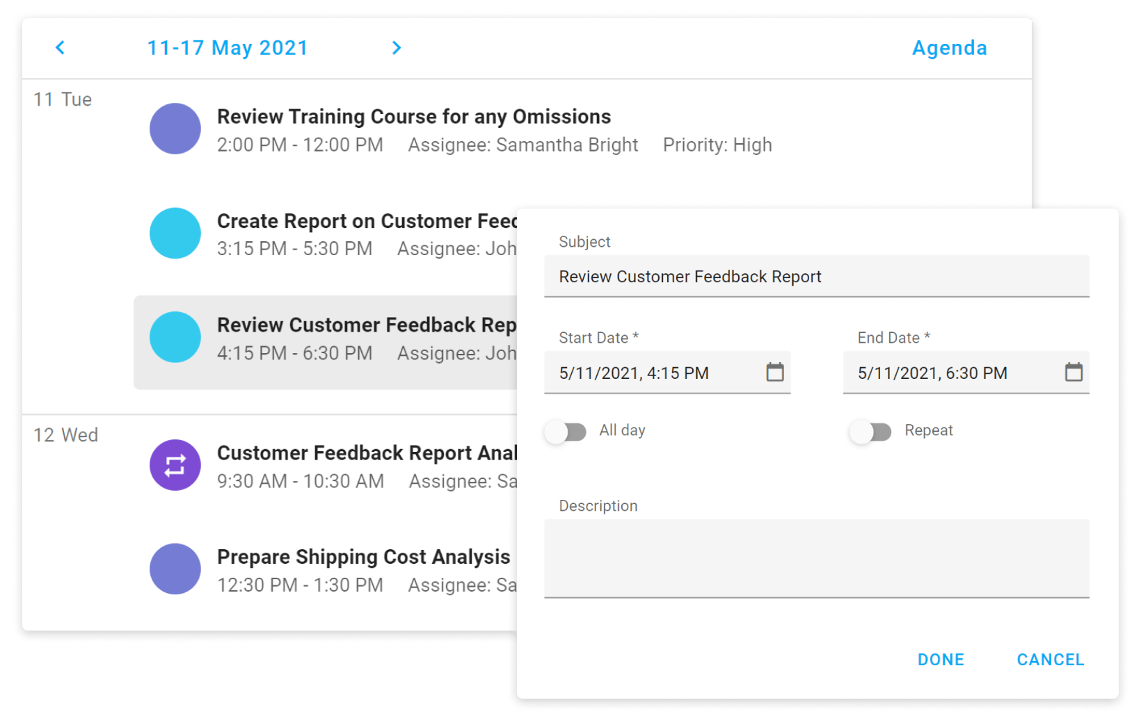 Agenda View