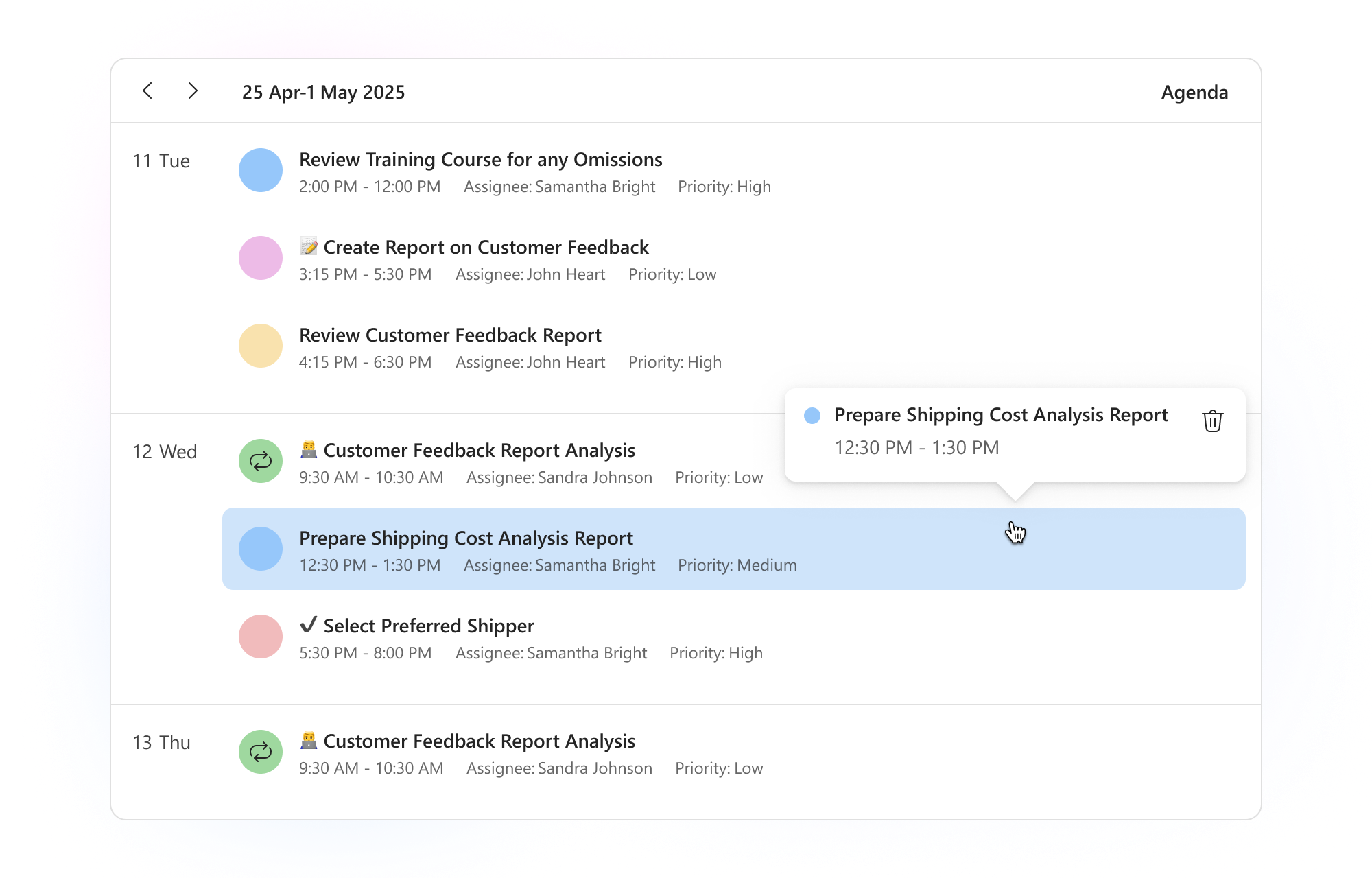 DevExtreme Scheduler Agenda View