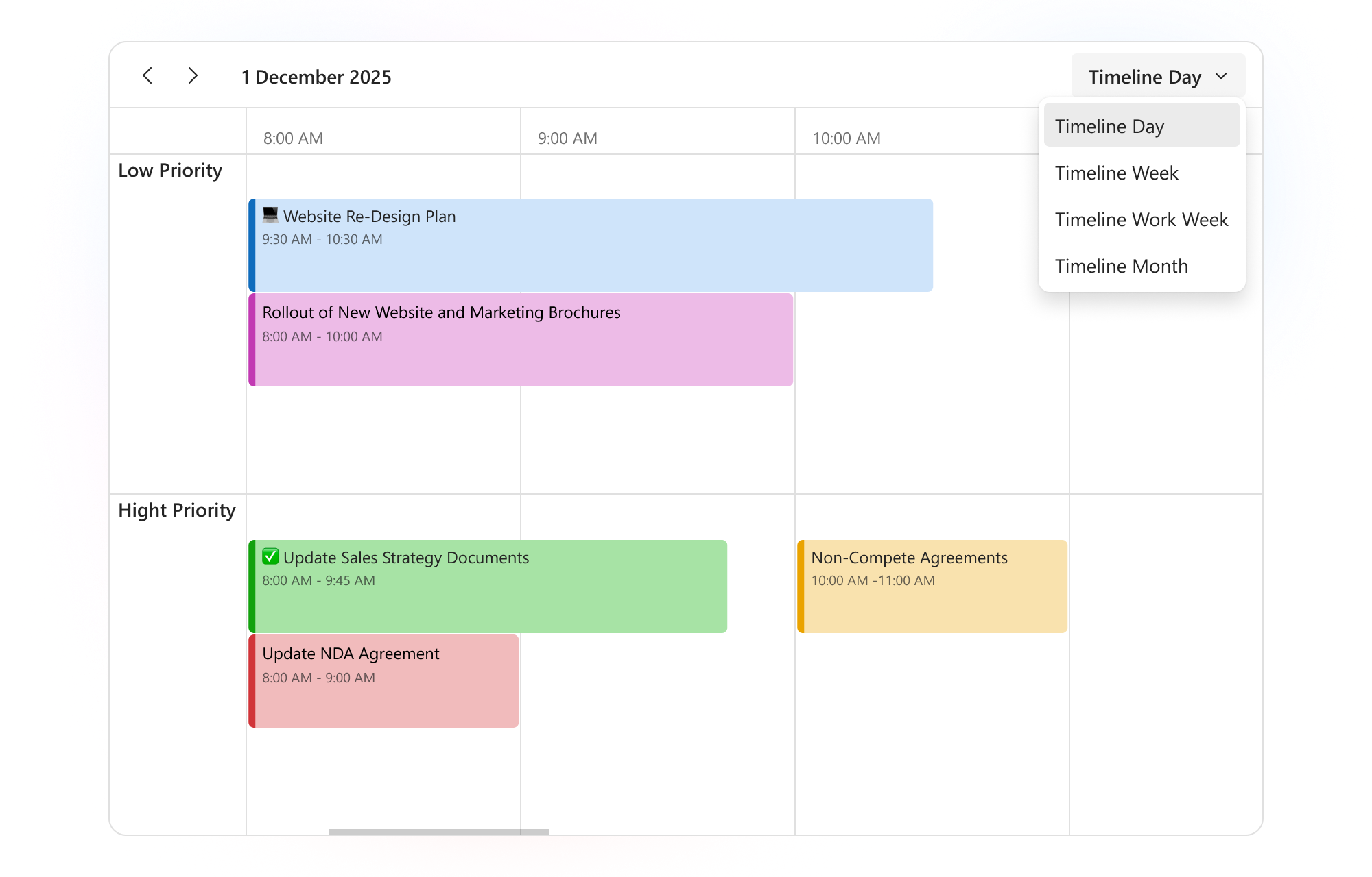 DevExtreme Scheduler Timeline View