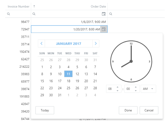 HTML5 Data Grid - DateTime Support | DevExpress