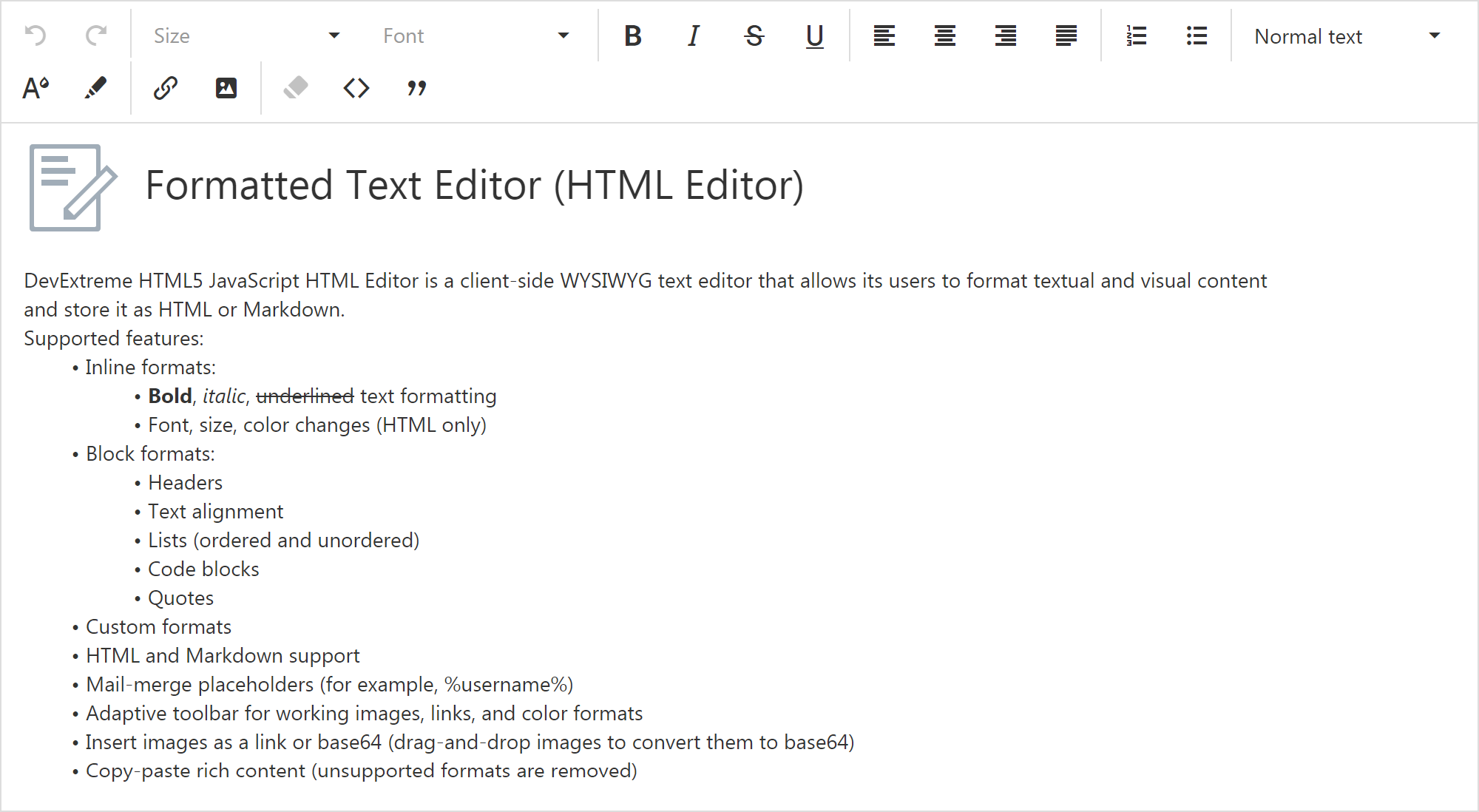 HTML/Markdown Editor - Multi-line Toolbar | DevExpress