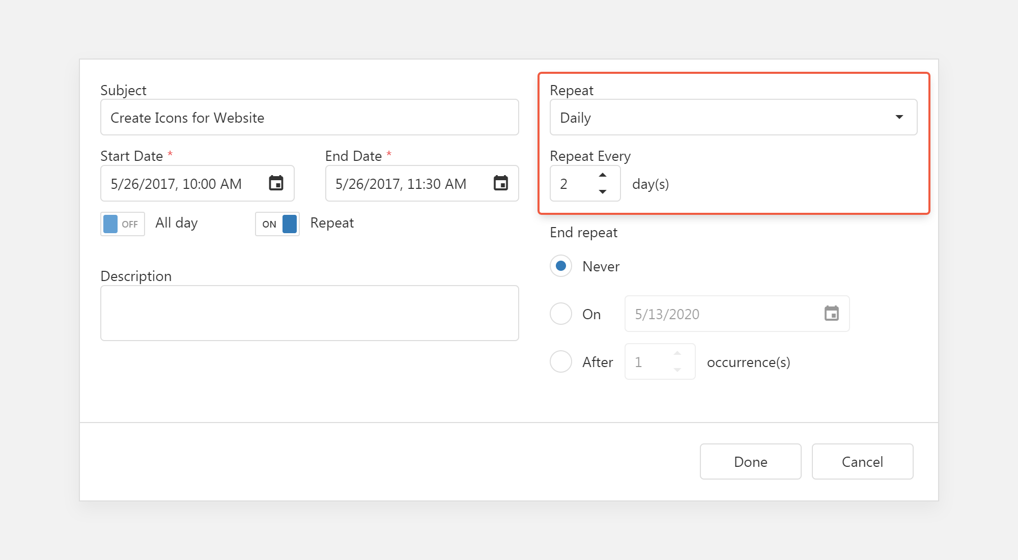 Hourly Repeating Events - DevExtreme | DevExpress