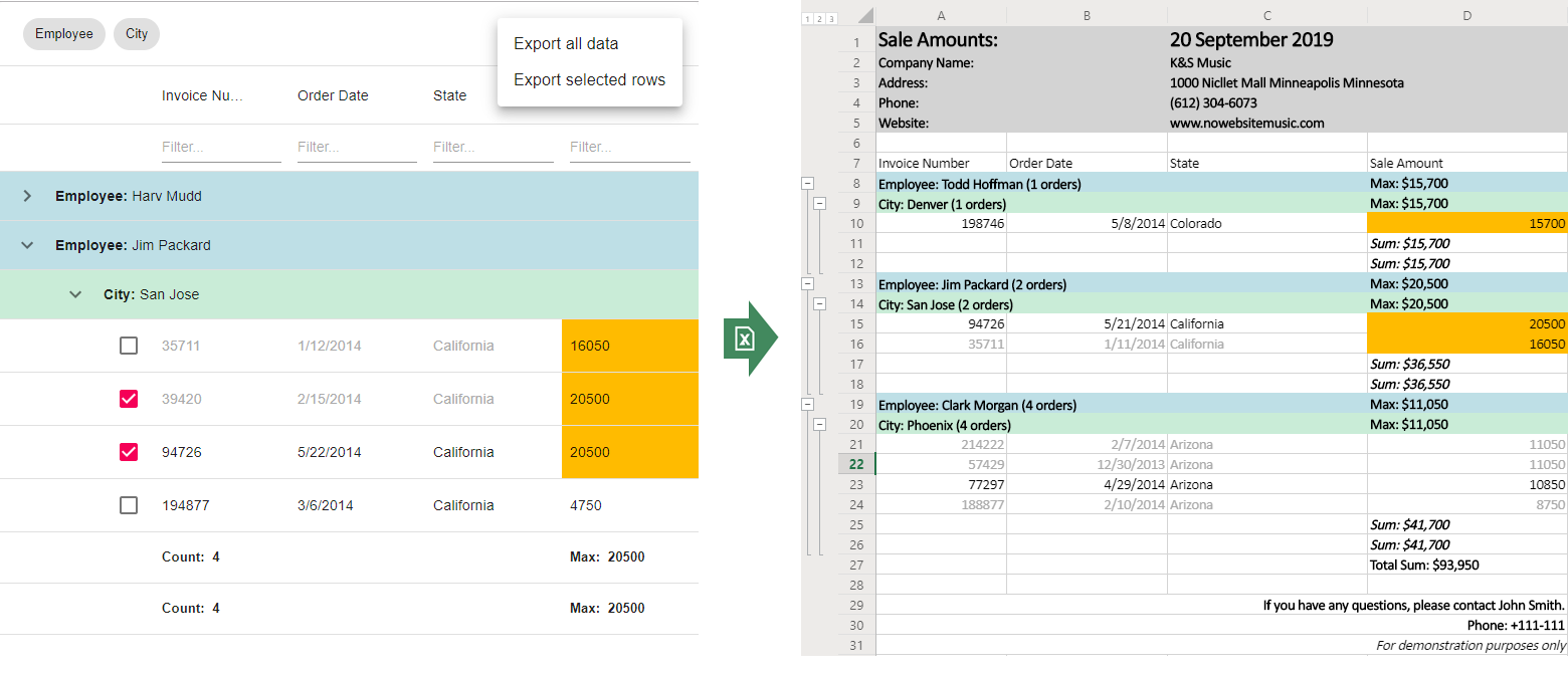 Native React Grid -  Export to Excel | DevExpress