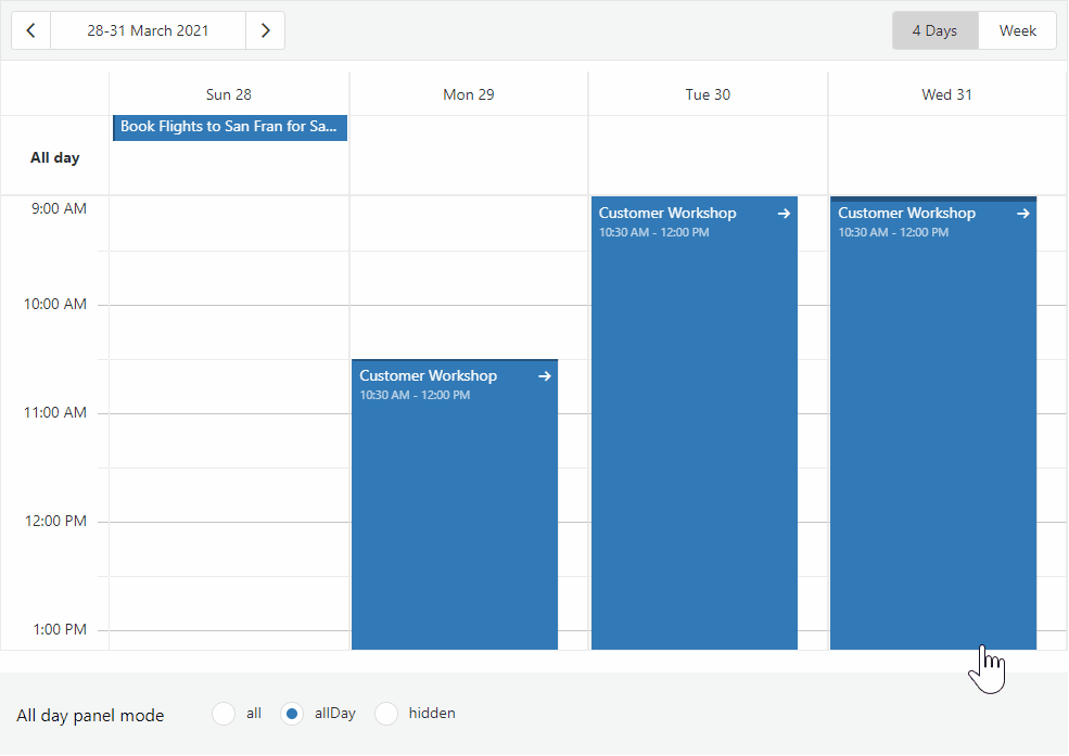 All-day Panel Modes - JS Scheduler | DevExpress