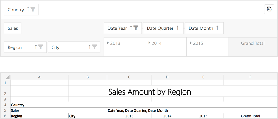 Export Field Panel Headers to Excel, DevExtreme