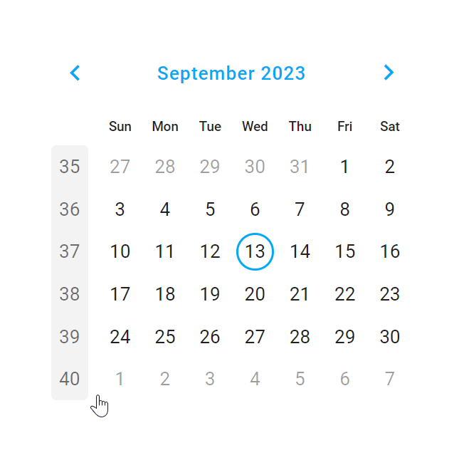 Multi-Selection of Discrete Days - JS Calendar, DevExpress