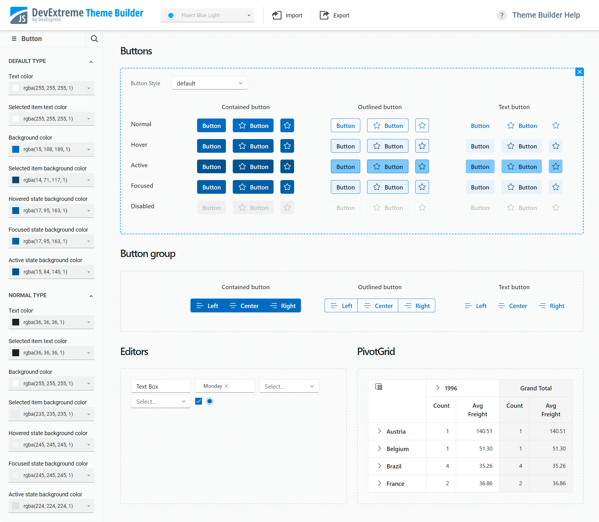 ThemeBuilder with Fluent Theme - DevExtreme, DevExpress