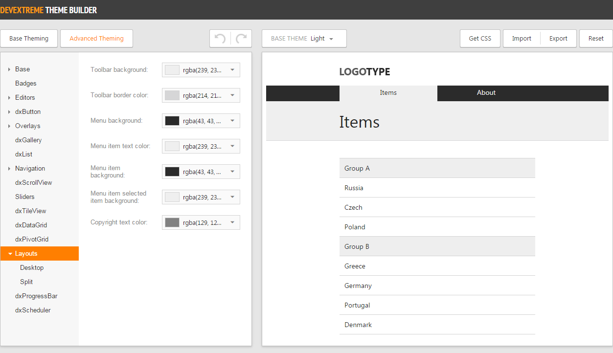 DevExtreme Theme Builder