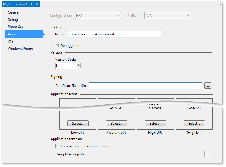 Android Package Properties