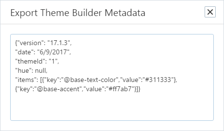DevExtreme HTML5 JavaScript Theme Builder Export Metadata