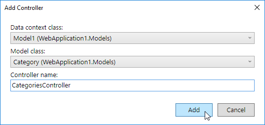 DevExtreme ASP.NET MVC Controls - Add Controller Window