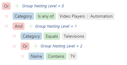 DevExtreme HTML5 JavaScript Filter Builder Group Nesting Levels
