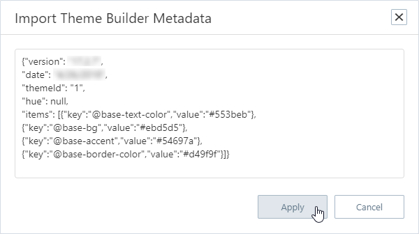 DevExtreme HTML5 JavaScript Theme Builder Import Metadata