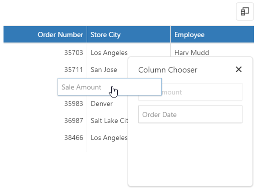 DevExtreme HTML5 JavaScript jQuery Angular Knockout DataGrid Column Chooser