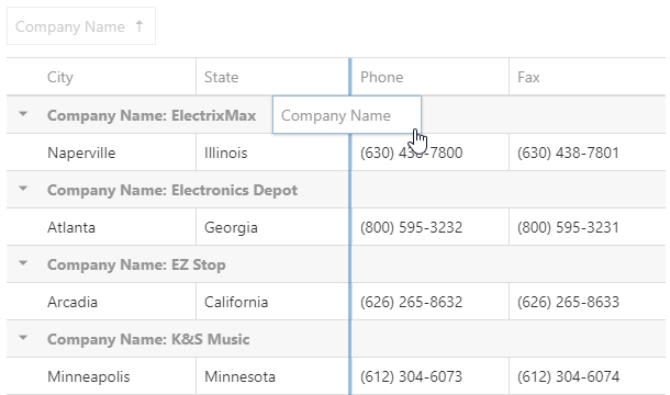 DevExtreme HTML5 JavaScript jQuery Knockout Angular DataGrid Grouping Row Context Menu