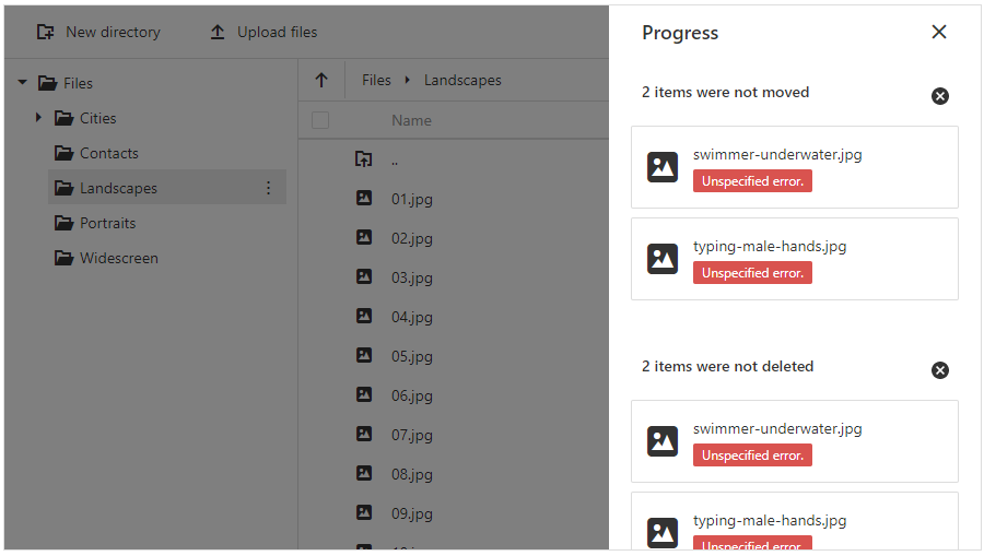 DevExtreme File Manager - Show/Hide Progress Panel