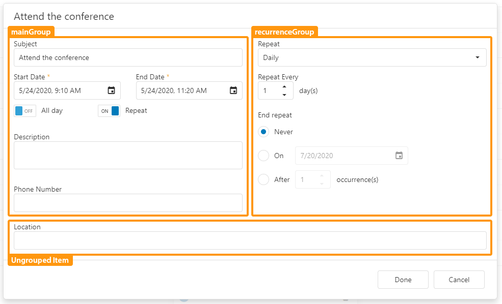 DevExtreme Scheduler onAppointmentFormOpening