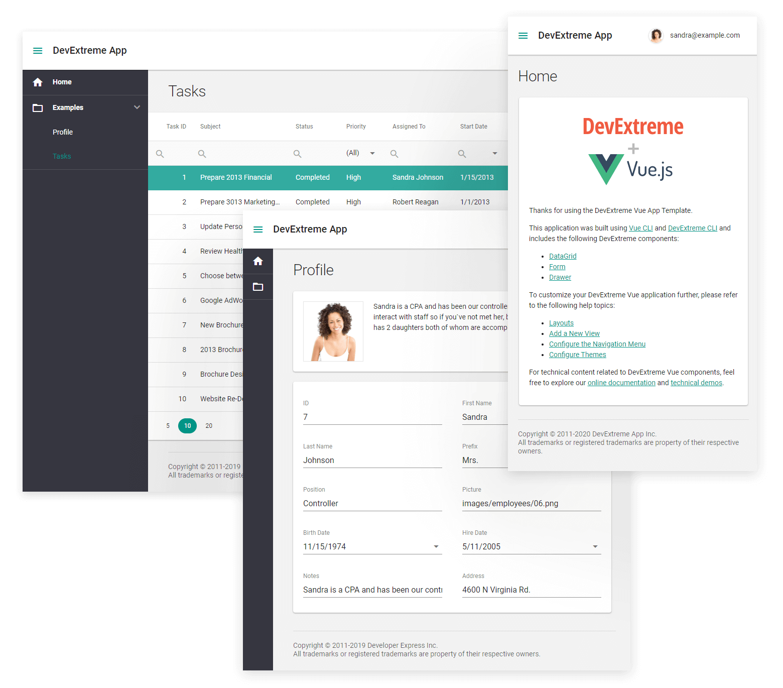 DevExtreme Vue Template