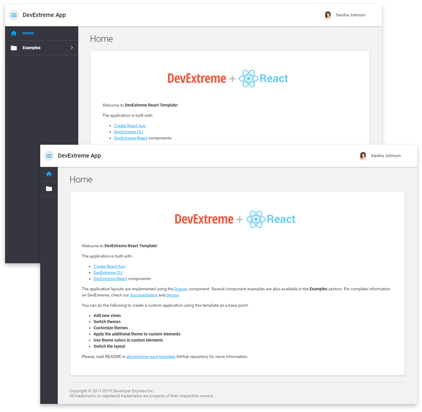 DevExtreme React Template - Outer toolbar