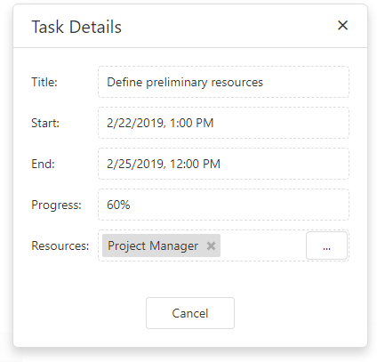 DevExtreme Gantt - Read-Only Task Details Dialog