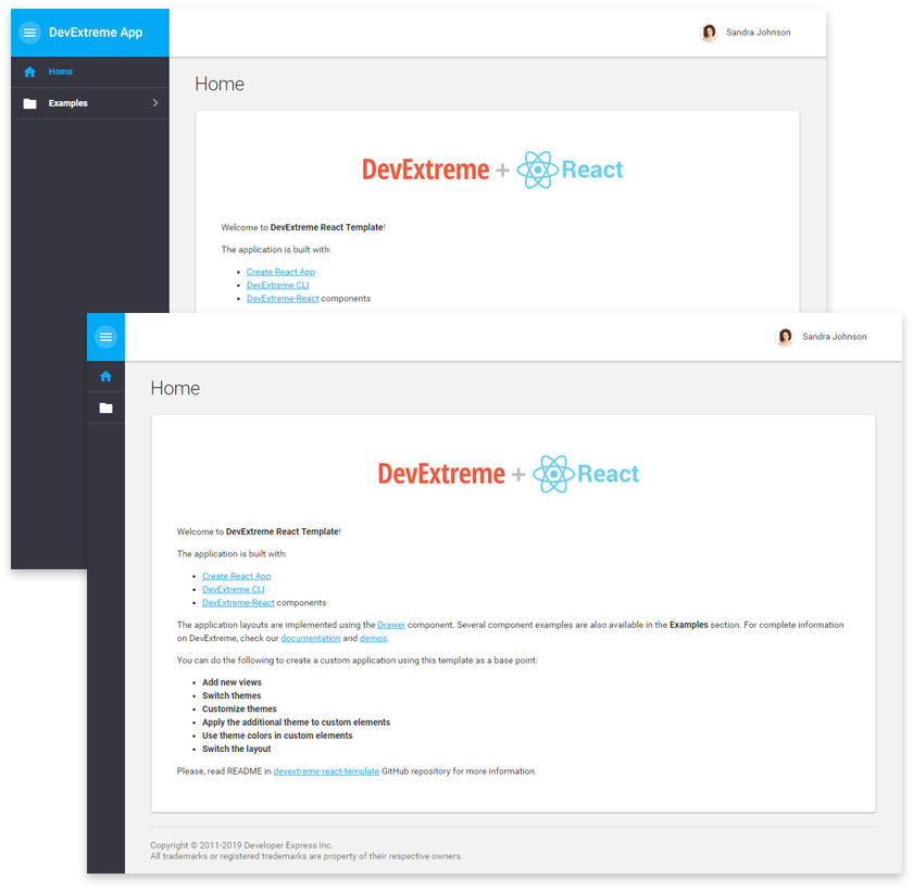 DevExtreme React Template - Inner toolbar
