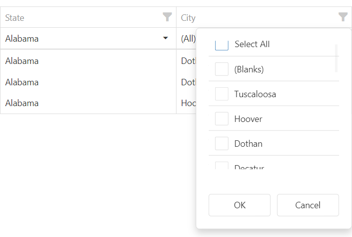 Header filter is not synced with Grid values