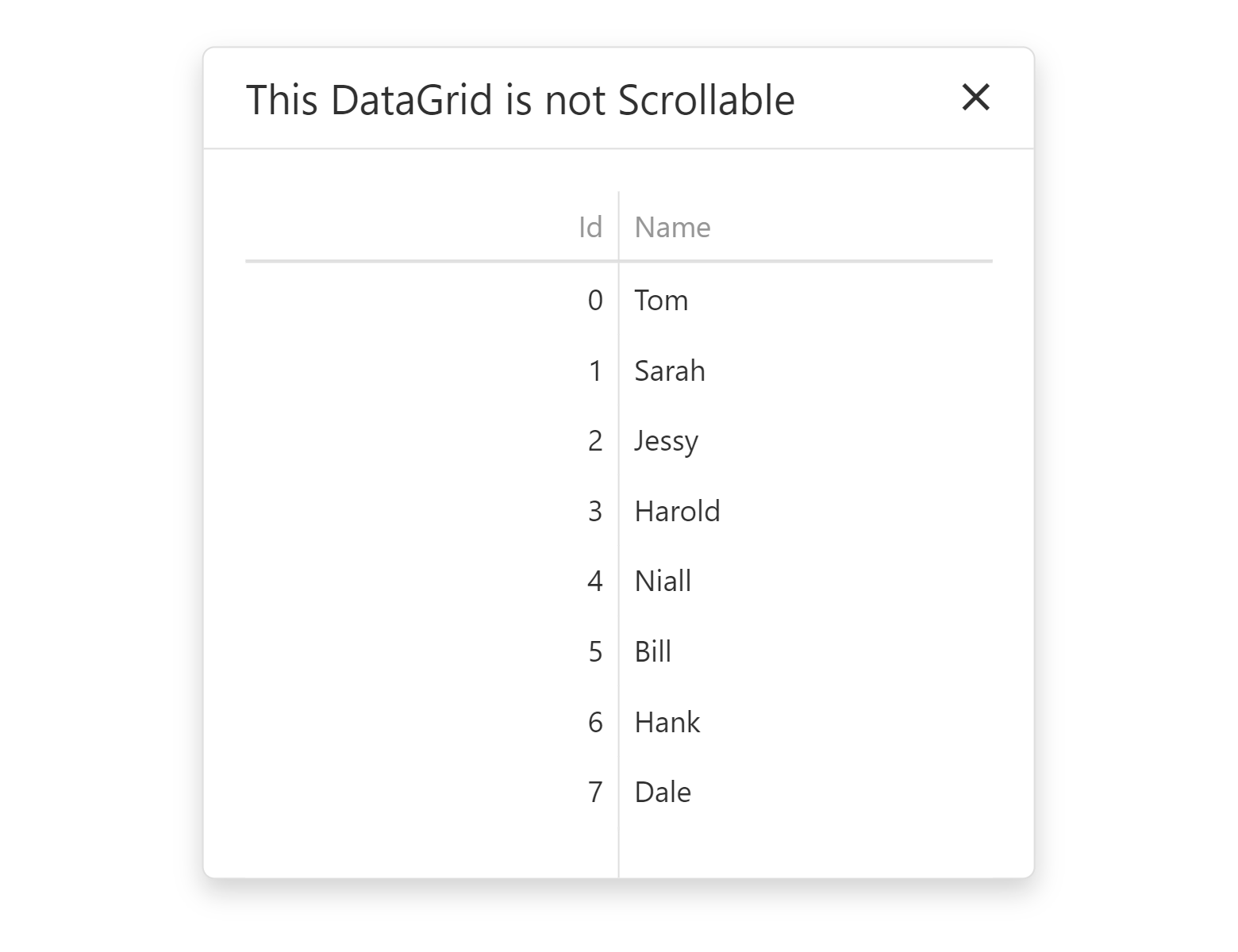 DataGrid in Popup with no scrollbar