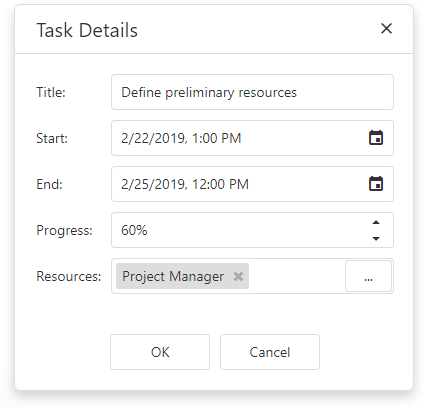 DevExtreme Gantt Chart - Task Details