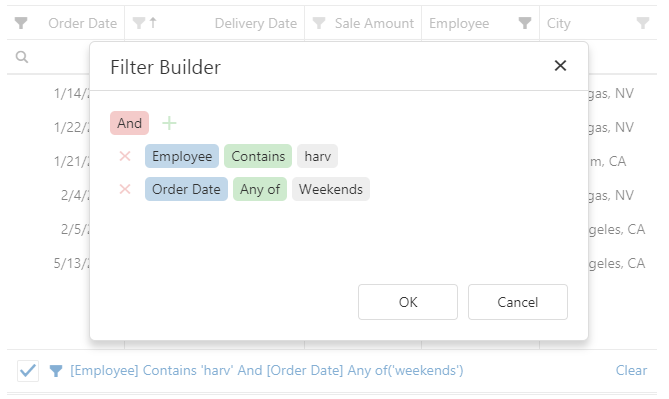 DevExtreme HTML5 JavaScript jQuery Angular Knockout datagrid Filter Panel
