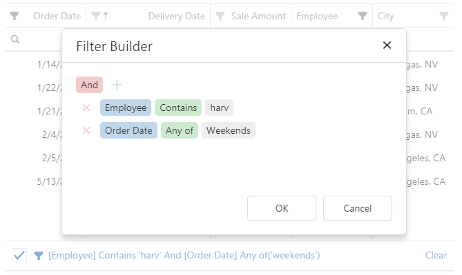 DevExtreme HTML5 JavaScript jQuery Angular Knockout DataGrid Filter Panel