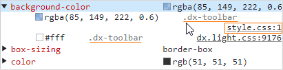 Inspect CSS: the <code>background-color</code> property expanded