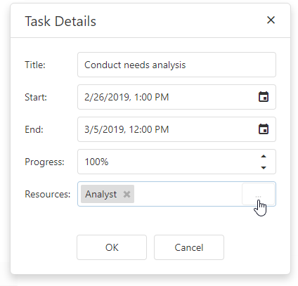 DevExtreme Gantt Chart - Disabled Resource Manager