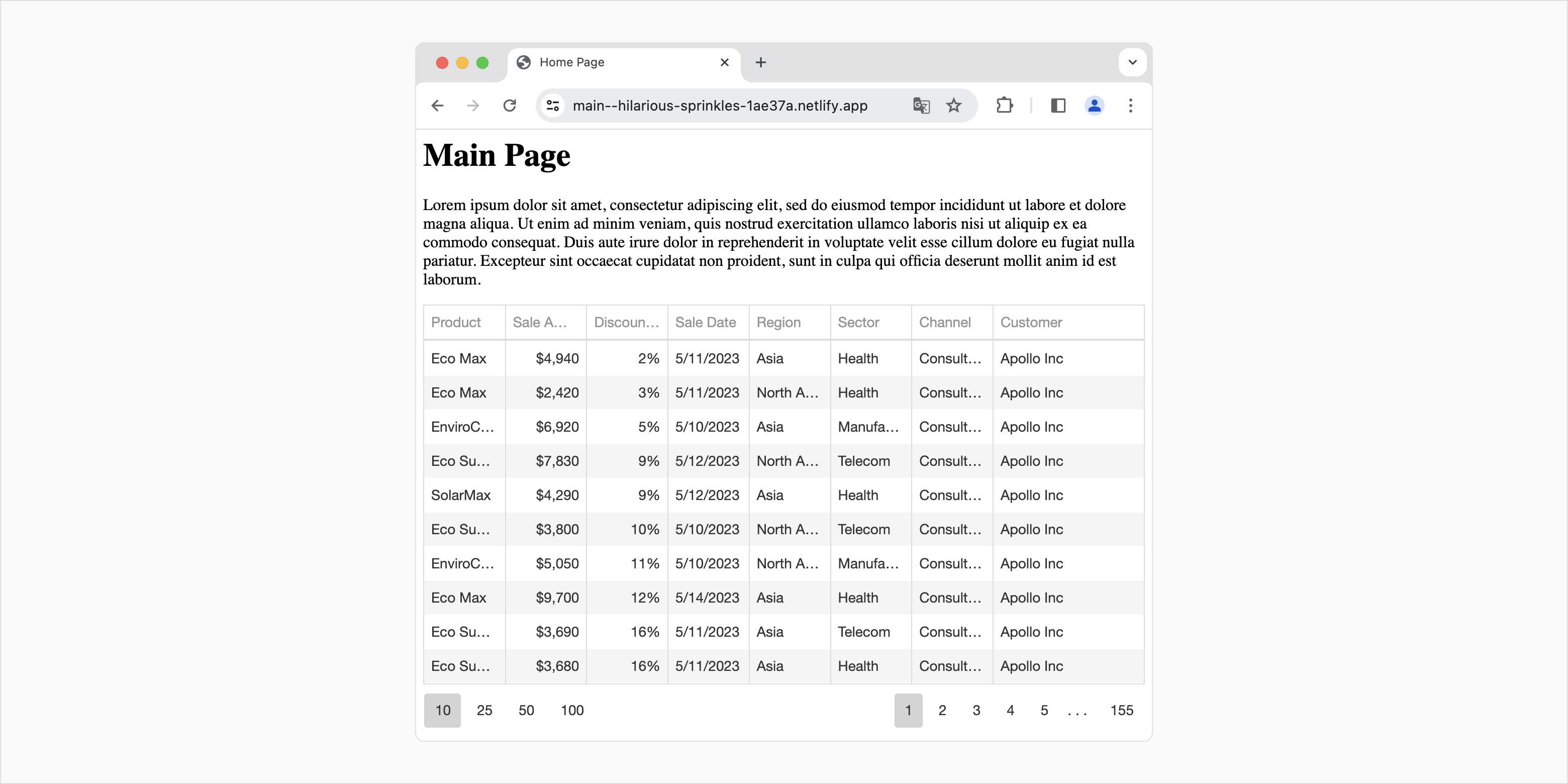 A DevExtreme grid with a theme