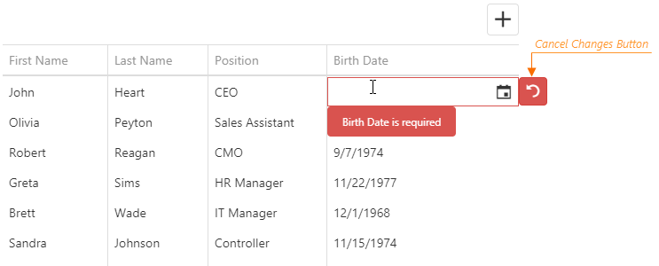 DevExtreme HTML5 JavaScript jQuery Angular Knockout UI component DataGrid Editing Cell Mode Validation