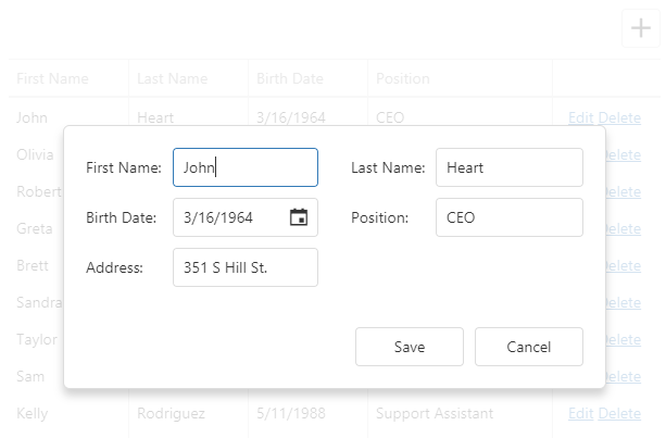 DevExtreme HTML5 JavaScript jQuery Angular Knockout UI component DataGrid Editing Popup Mode