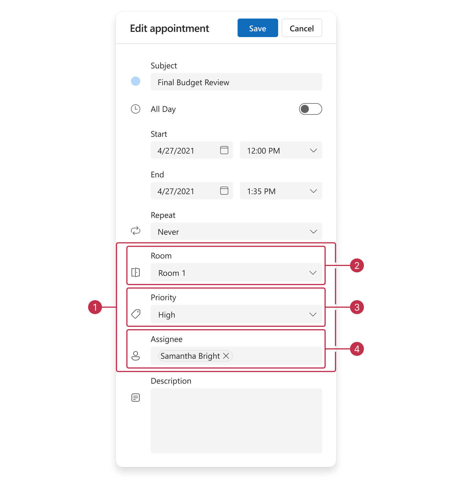 Scheduler appointment edit form, resources groups.
