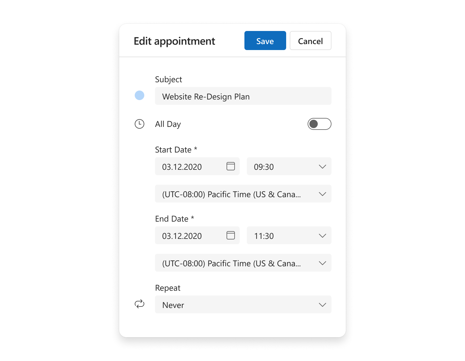 DevExtreme Scheduler with enabled time zone editing