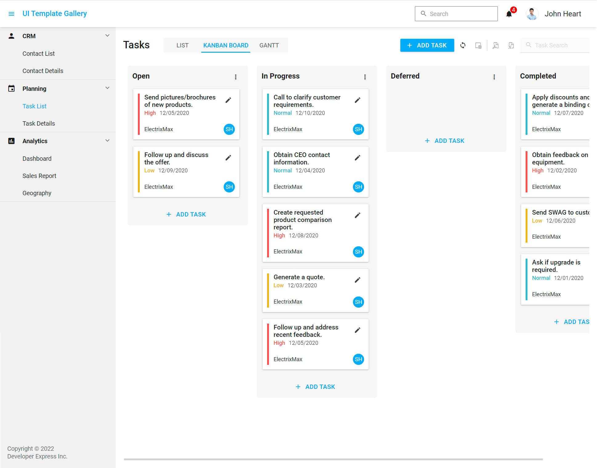 Responsive UI Template Planning